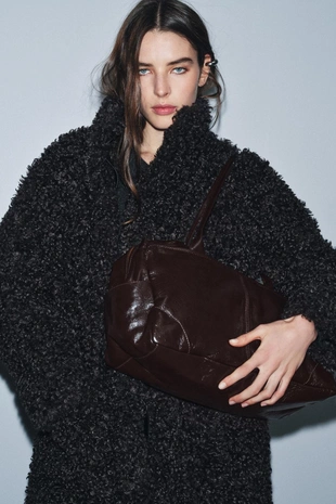 Макси-сумка-боулинг из кожи- Заказать в России