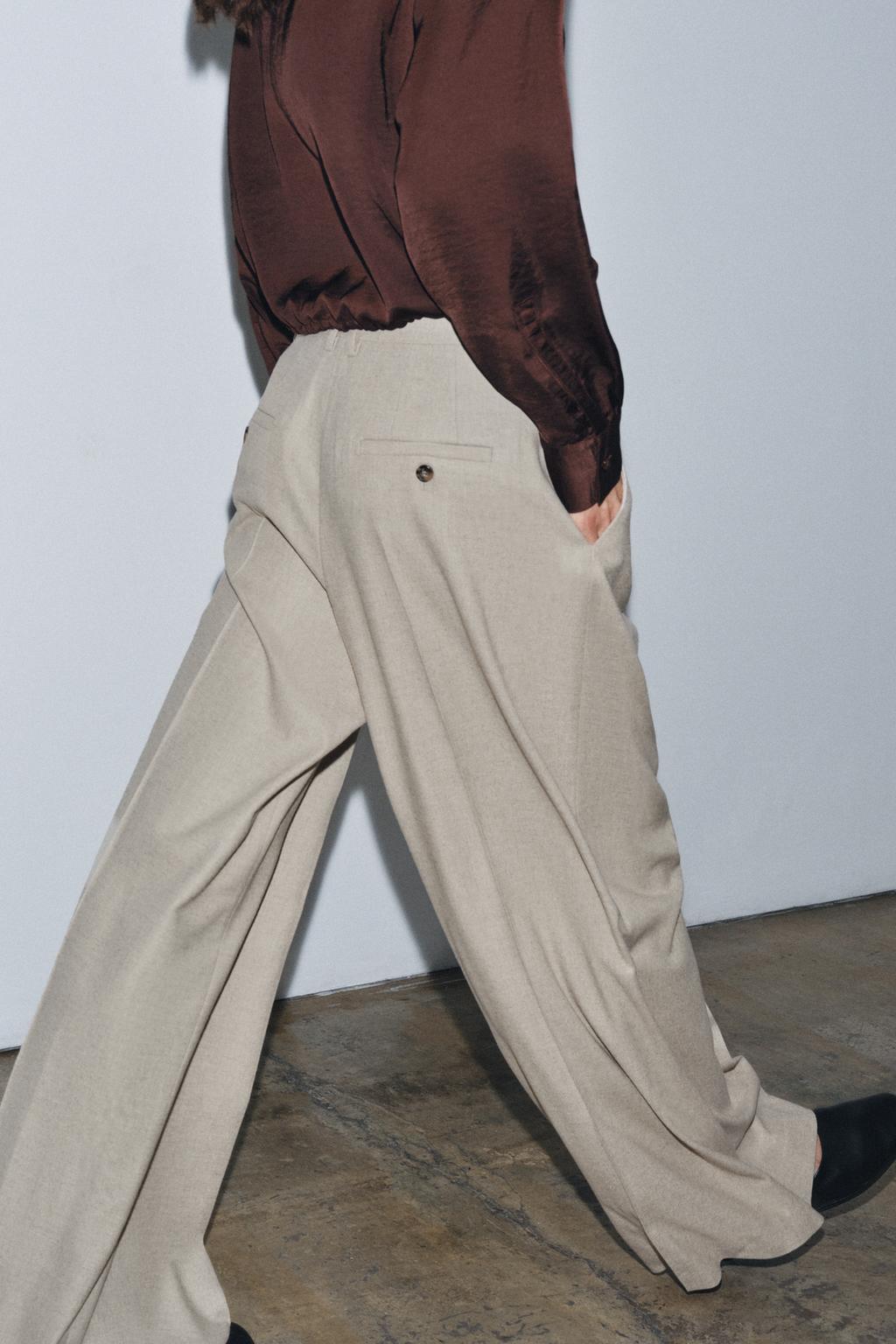 БРЮКИ ИЗ ШЕРСТЯНОЙ ПРЯЖИ С ЗАЩИПАМИ — ZW COLLECTION