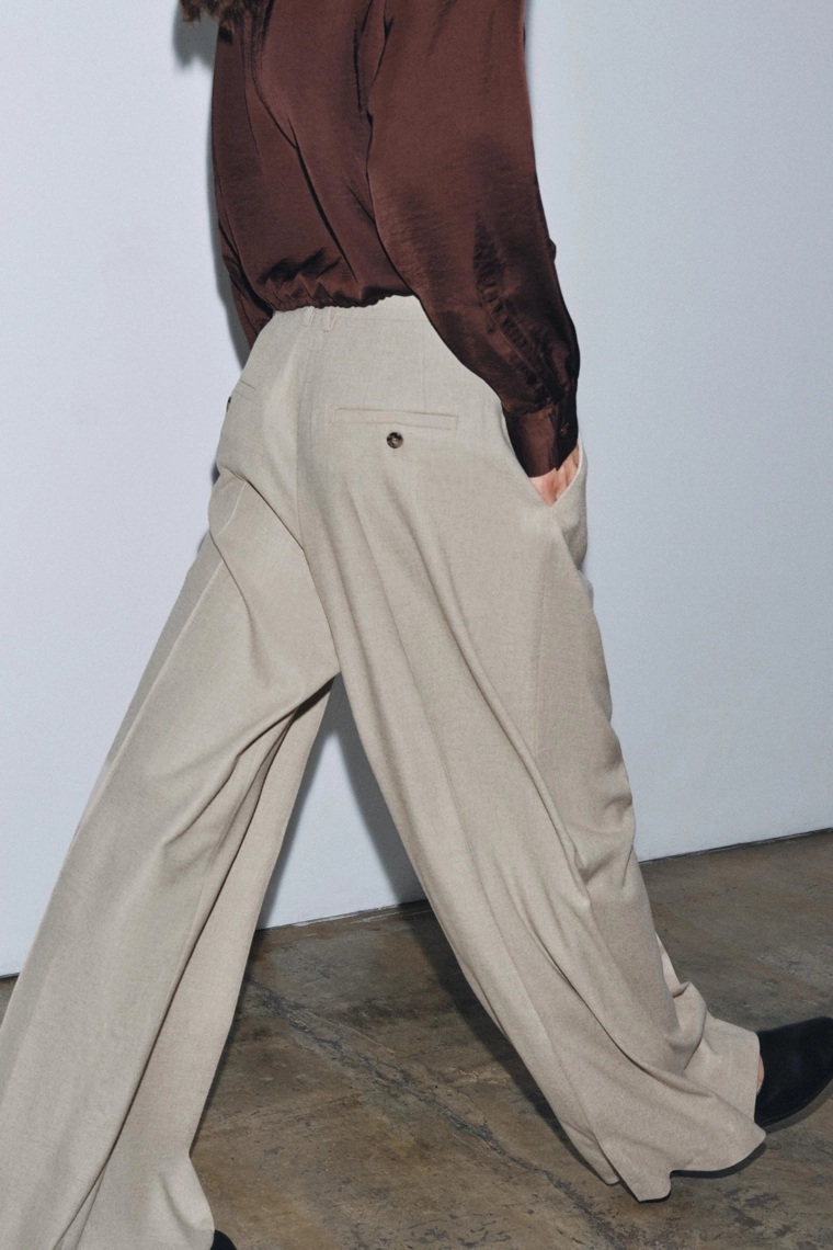 Брюки с вытачками из шерстяной смеси zara woman collection