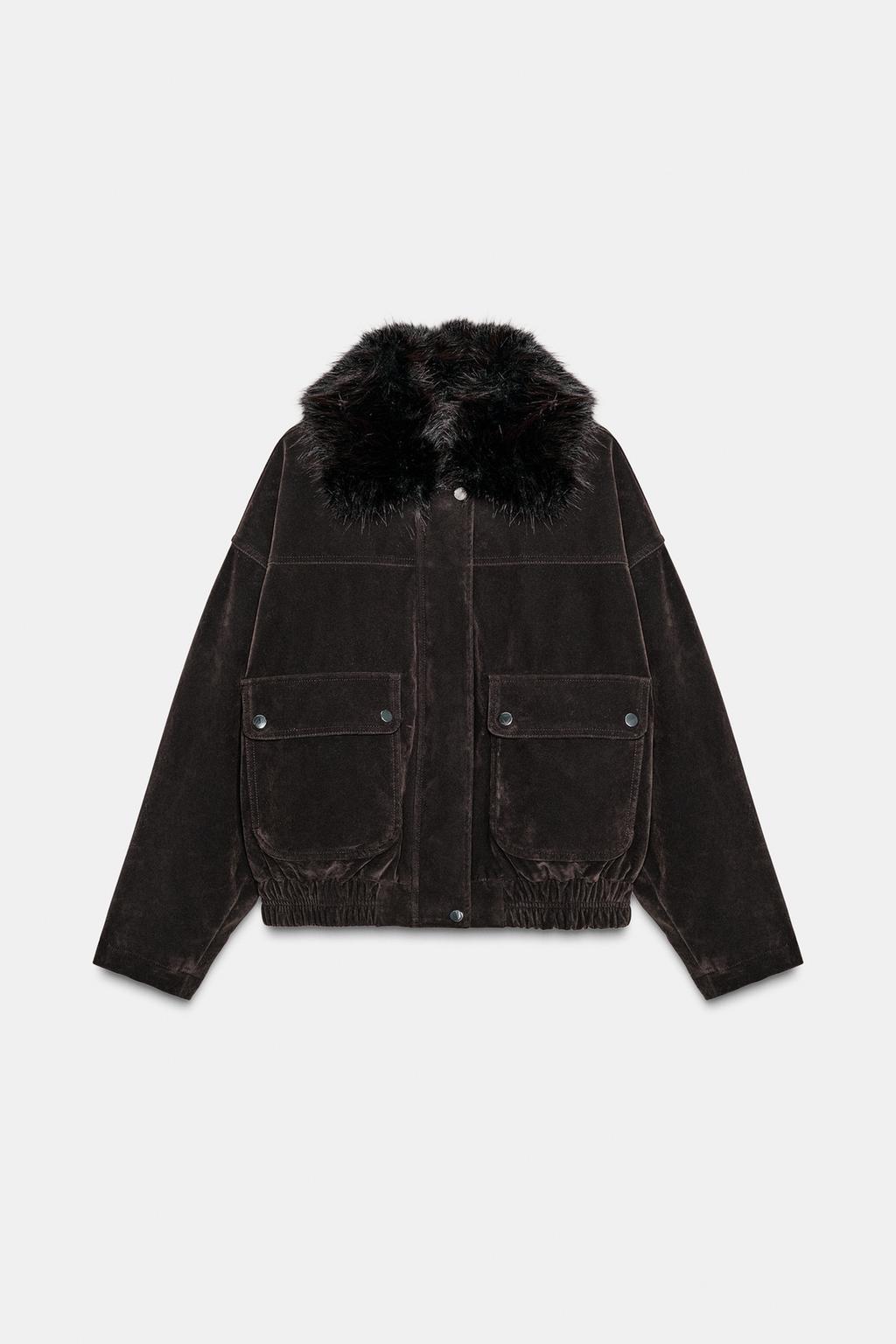 БОМБЕР ОВЕРСАЙЗ С ОТЛОЖНЫМ ВОРОТНИКОМ ИЗ ИСКУССТВЕННОГО МЕХА