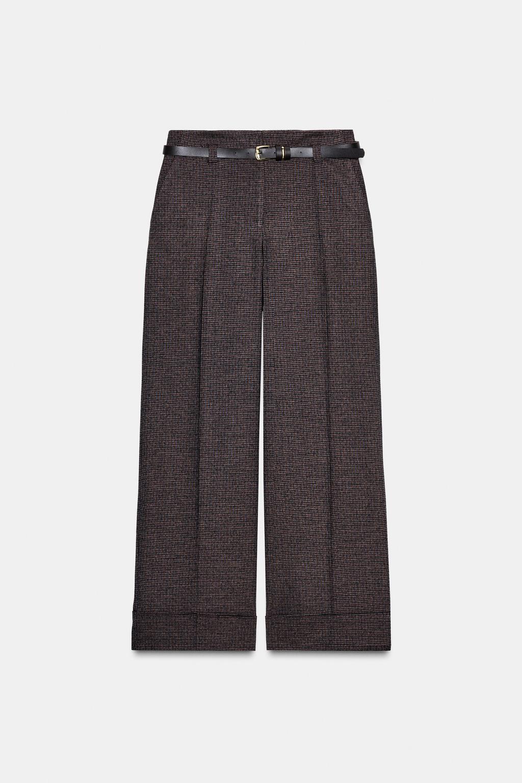 БРЮКИ С РЕМНЕМ И УЗОРОМ «ГУСИНАЯ ЛАПКА»