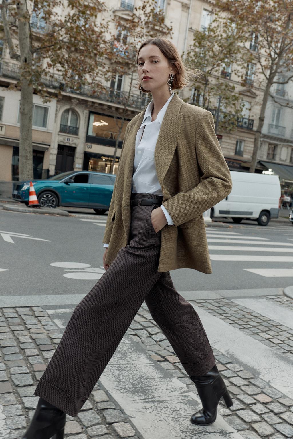 БРЮКИ С РЕМНЕМ И УЗОРОМ «ГУСИНАЯ ЛАПКА»