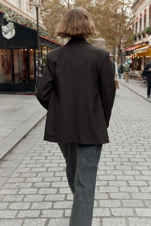 Двубортный блейзер OVERSIZE в тонкую полоску- Заказать в России