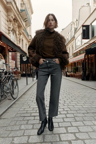 Джинсы Z1975 STRAIGHT с высокой посадкой и перекрестным поясом- Заказать в России