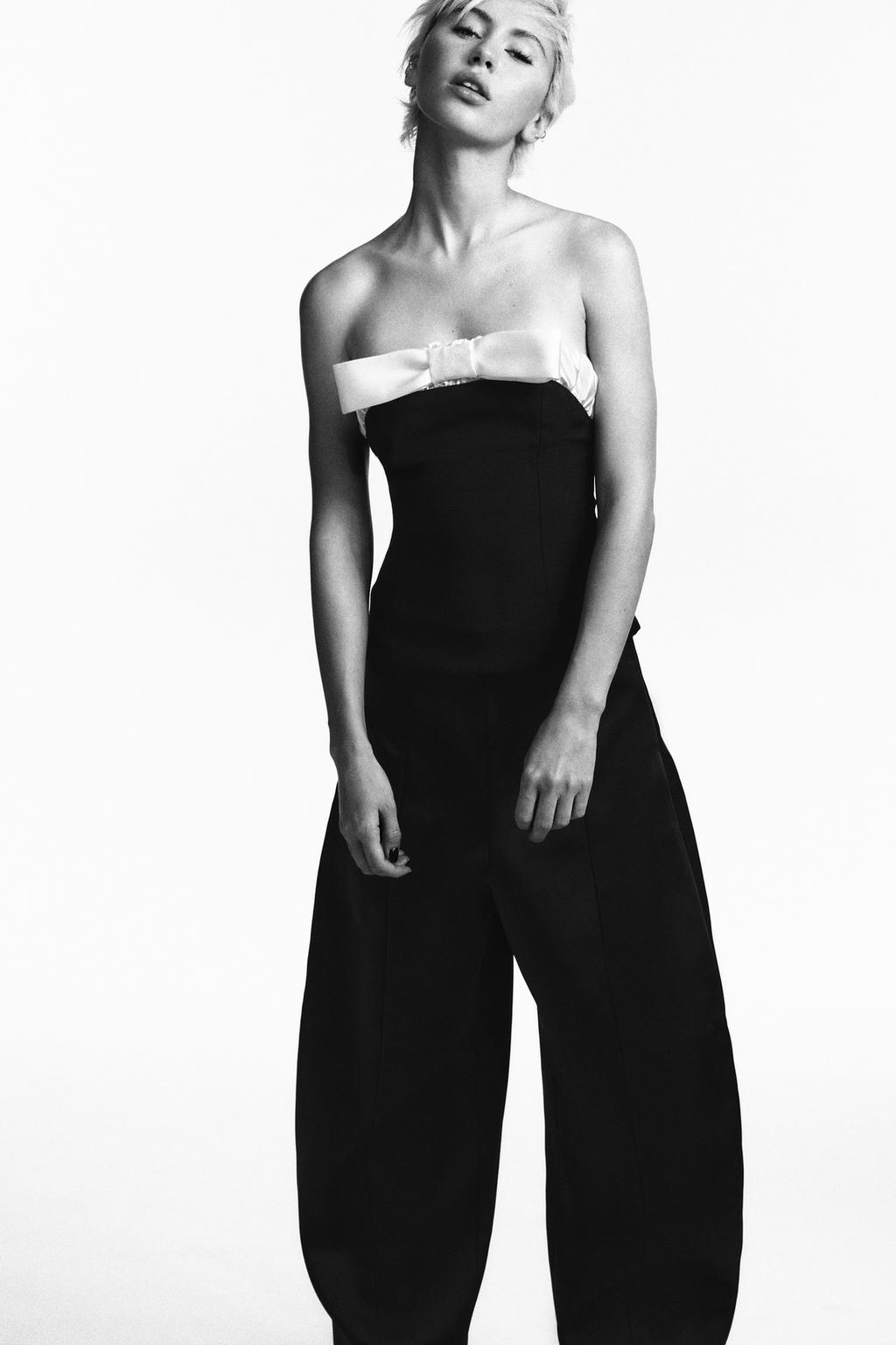 ТОП БЕЗ БРЕТЕЛЕЙ С КОМБИНИРОВАННЫМ БАНТОМ