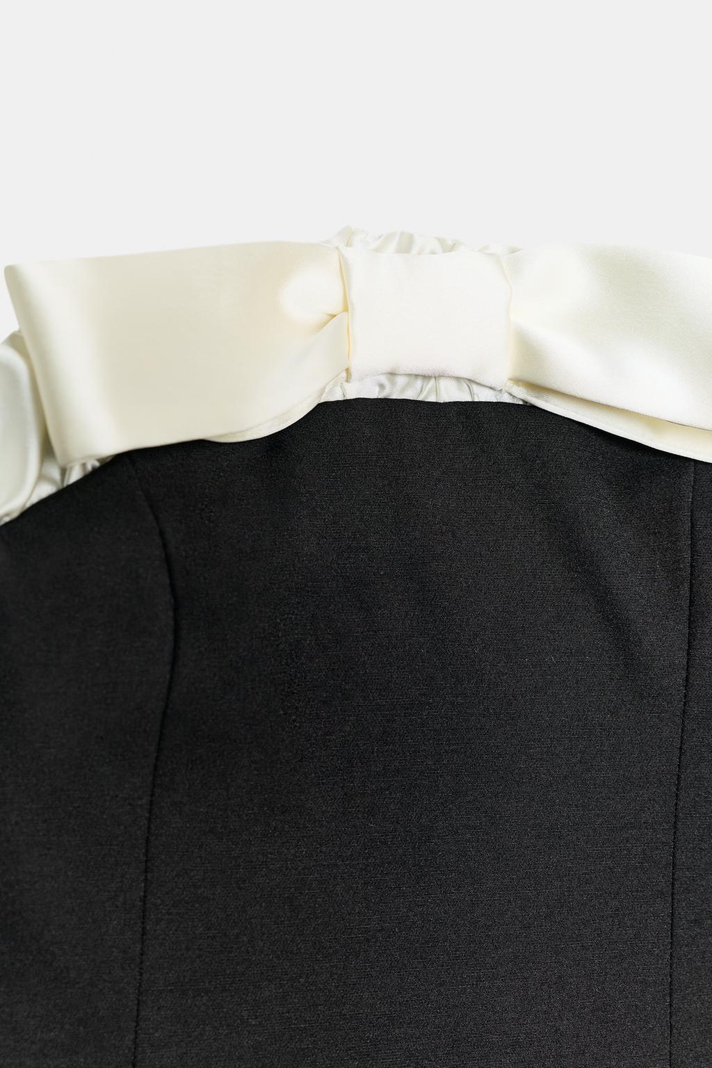 ТОП БЕЗ БРЕТЕЛЕЙ С КОМБИНИРОВАННЫМ БАНТОМ