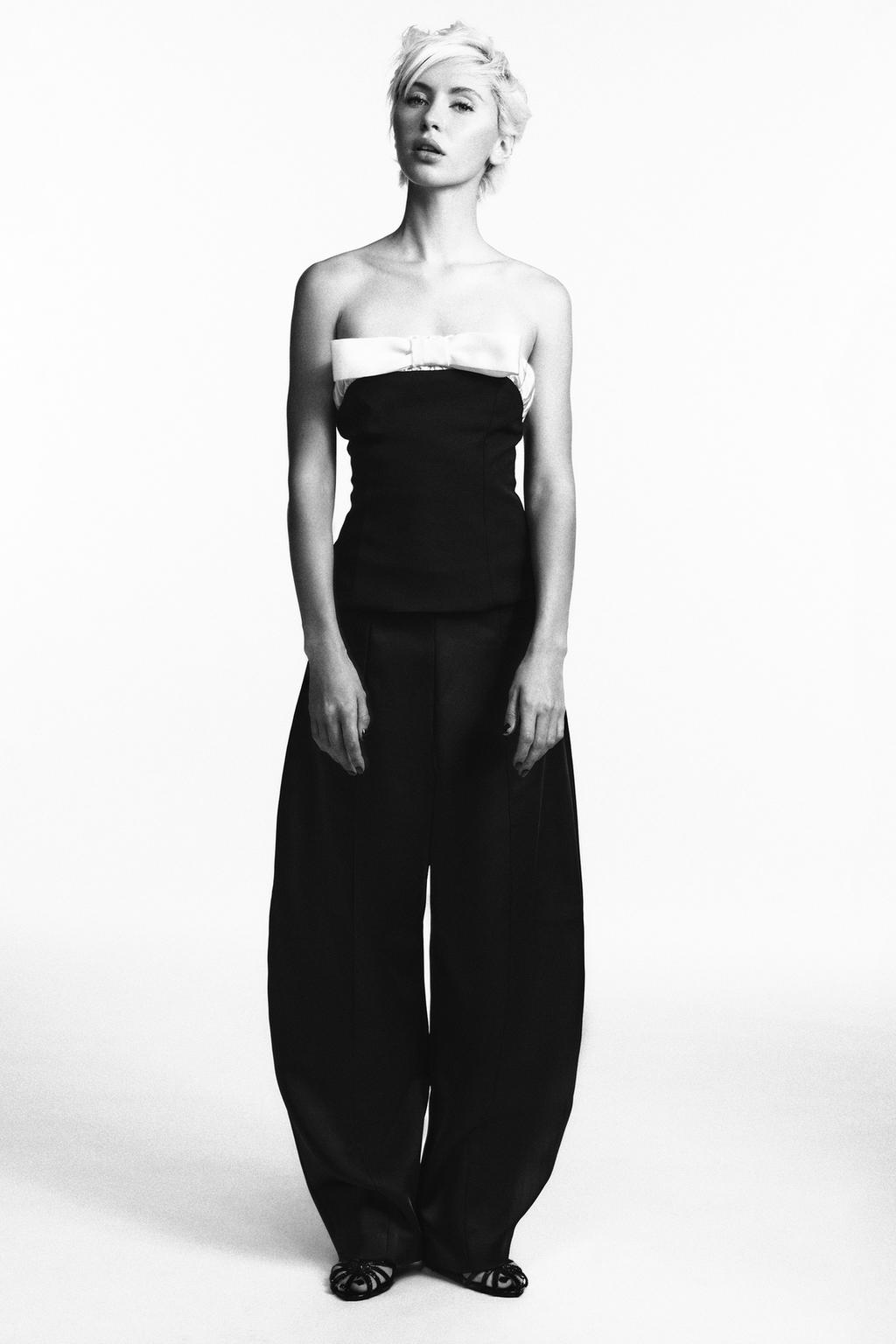 ТОП БЕЗ БРЕТЕЛЕЙ С КОМБИНИРОВАННЫМ БАНТОМ