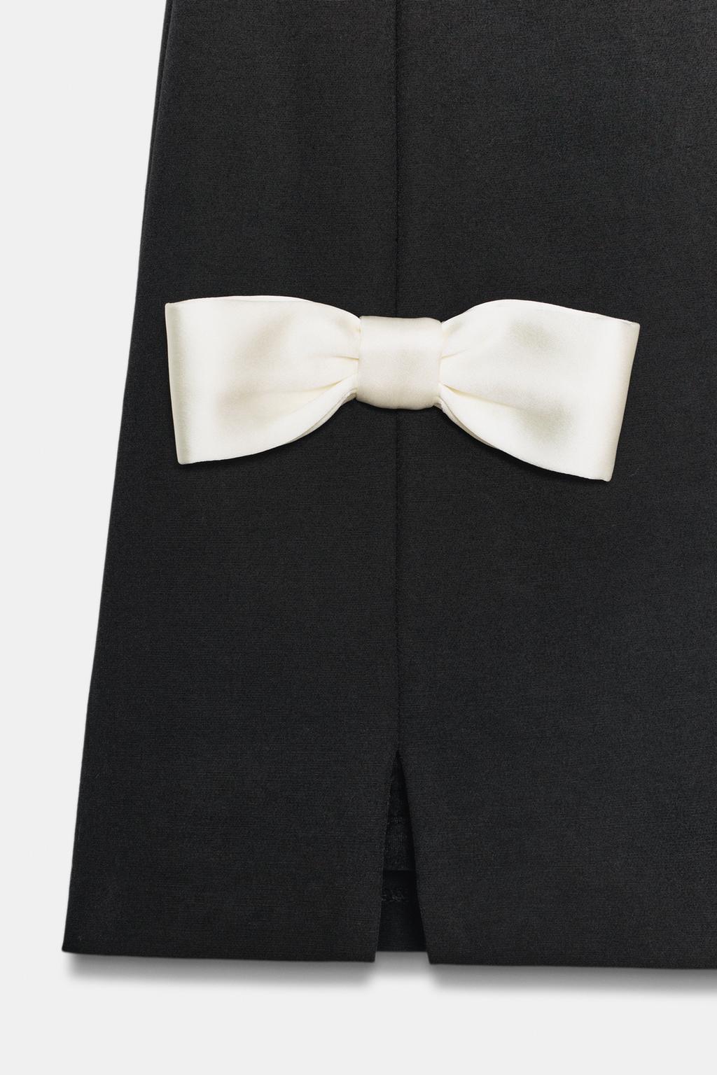 CONTRAST BOW MINI DRESS