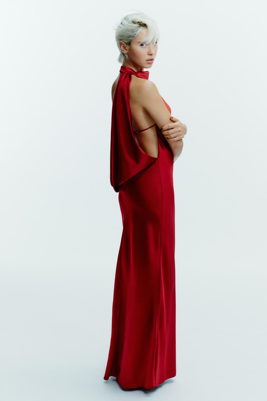 ДЛИННОЕ АТЛАСНОЕ ПЛАТЬЕ ХАЛТЕР