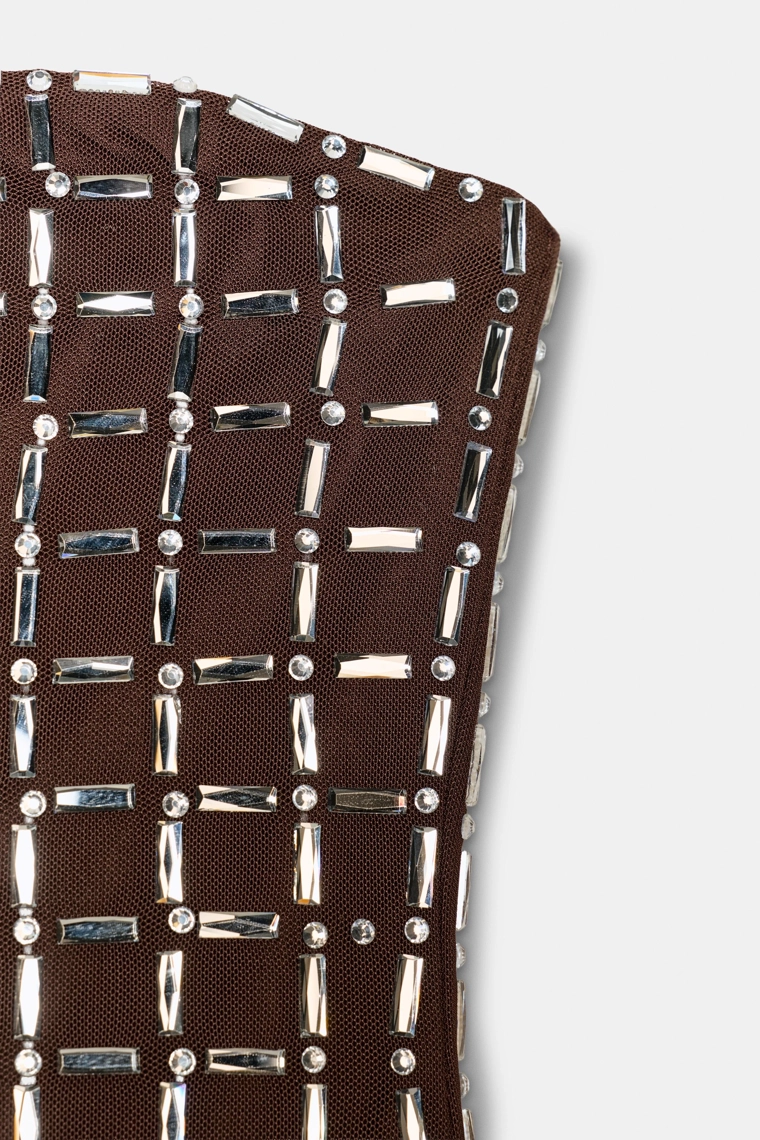 Бандо топ из мерцающей сетки