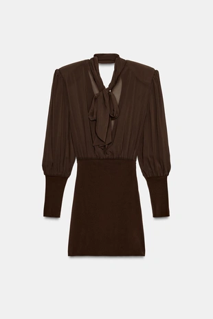 Короткое комбинированное платье- Заказать в России