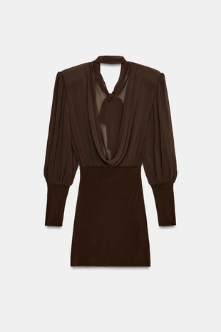 Короткое комбинированное платье- Заказать в России