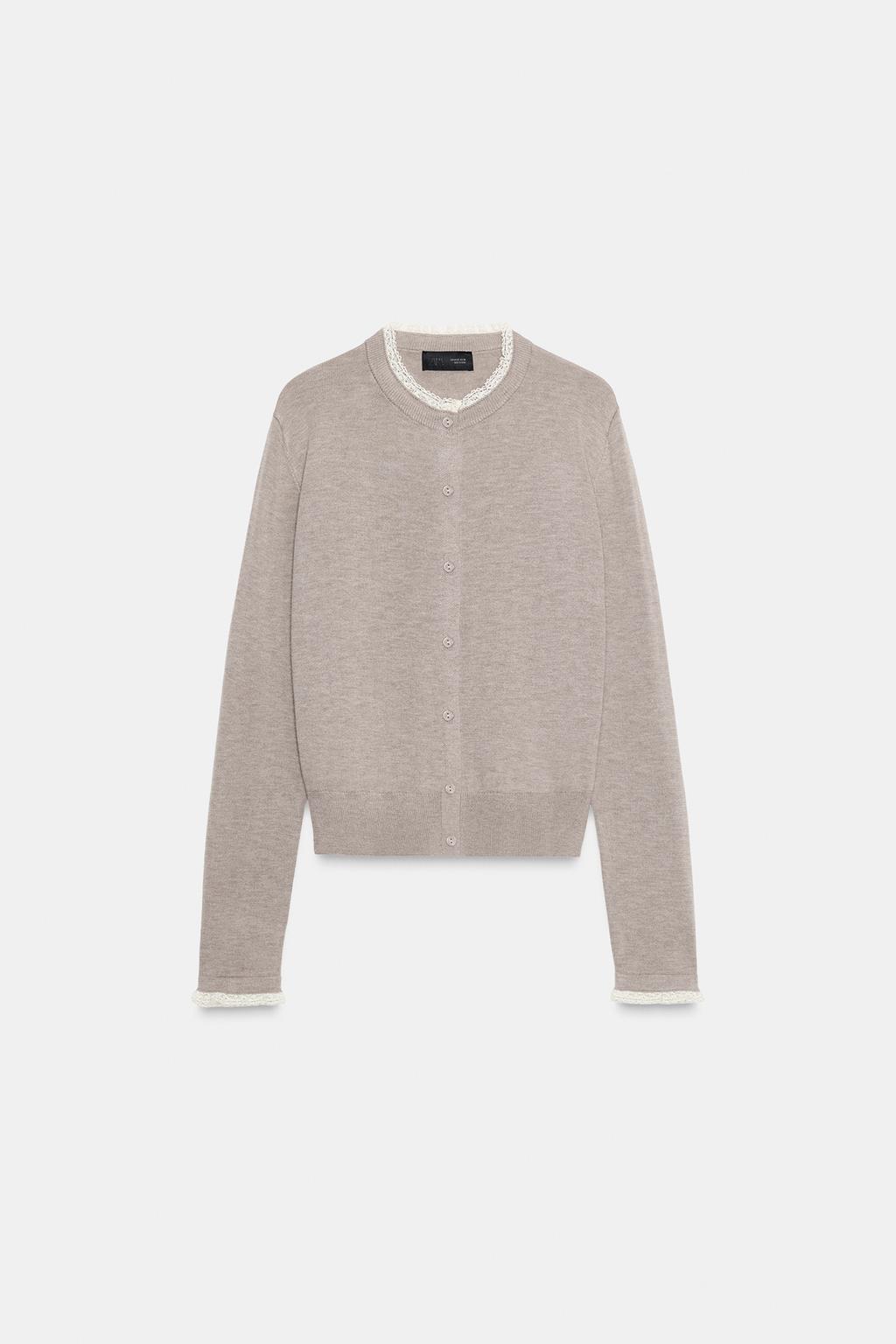 КАРДИГАН С КРУЖЕВНОЙ ОТДЕЛКОЙ