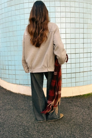 Бомбер из шерсти с высоким воротником- Заказать в России