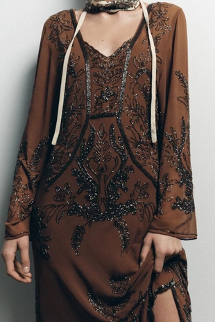 Платье из жоржета с бусинами LIMITED EDITION- Заказать в России