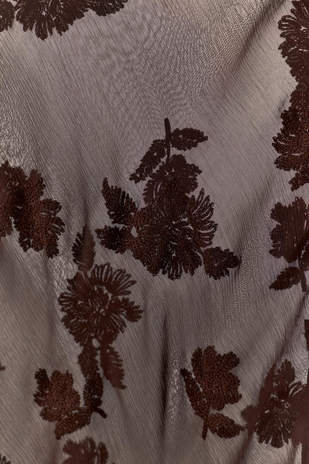 РУБАШКА ПОЛУПРОЗРАЧНАЯ С ЦВЕТОЧНОЙ ВЫШИВКОЙ