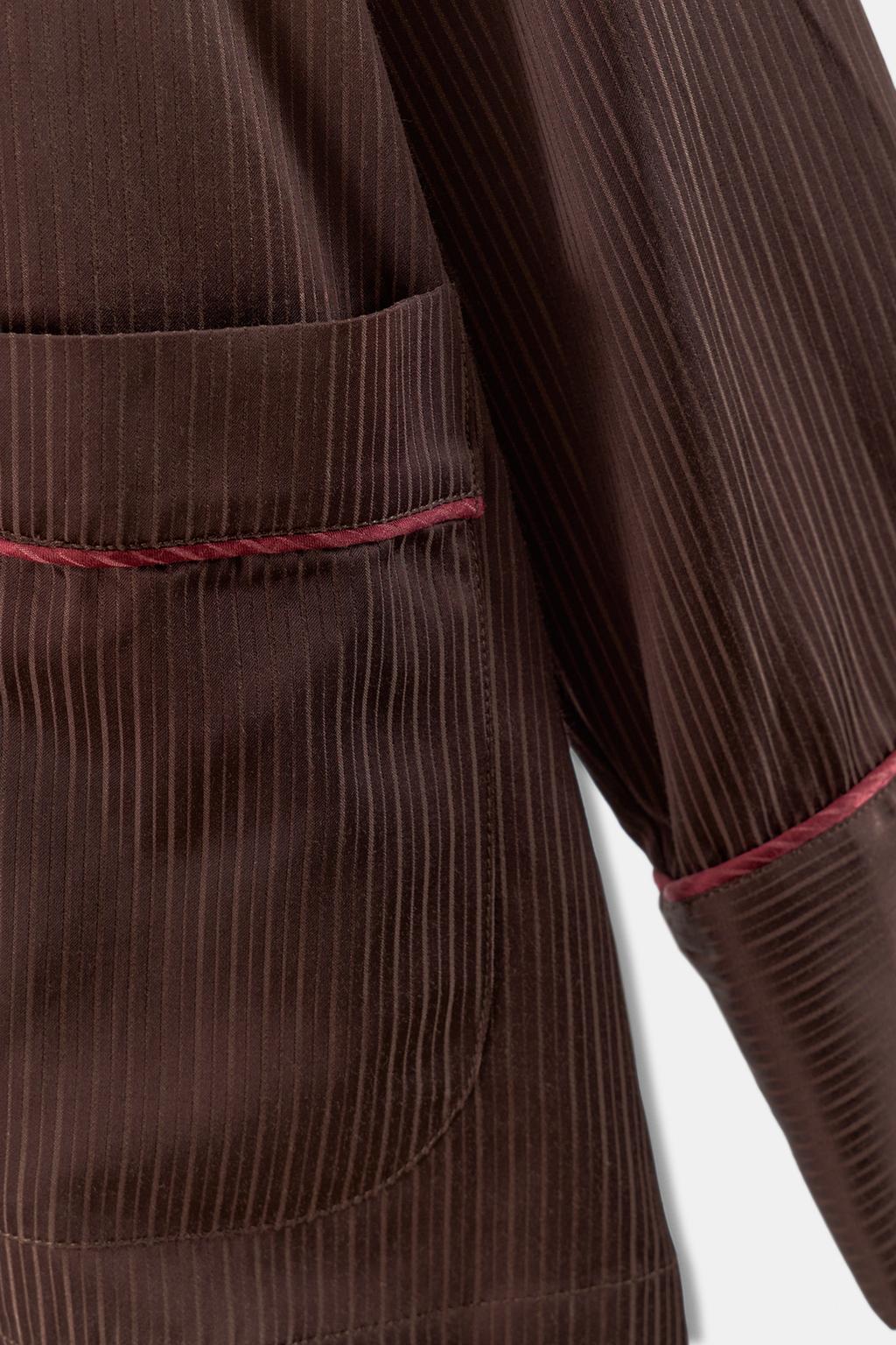 РУБАШКА В ПИЖАМНОМ СТИЛЕ В ПОЛОСКУ С КОНТРАСТНЫМИ ДЕТАЛЯМИ