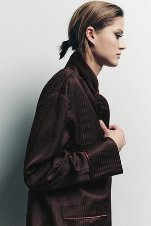 Рубашка в пижамном стиле в полоску с контрастными деталями- Заказать в России