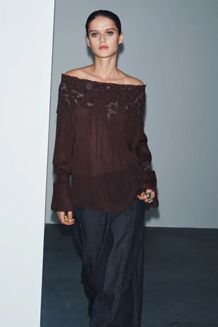 Блуза с вышивкой из ограниченной серии ZW COLLECTION- Заказать в России