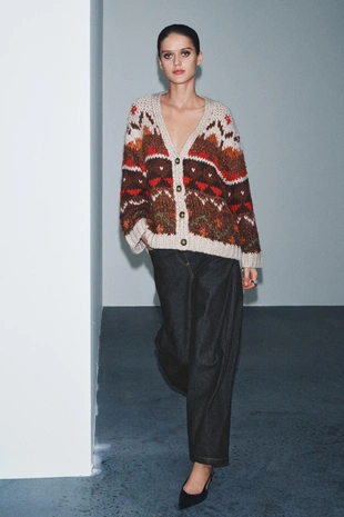 Жаккардовый трикотажный кардиган- Заказать в России