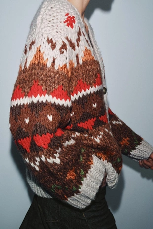 Жаккардовый трикотажный кардиган- Заказать в России