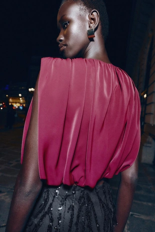 Драпированный топ-баллон- Заказать в России