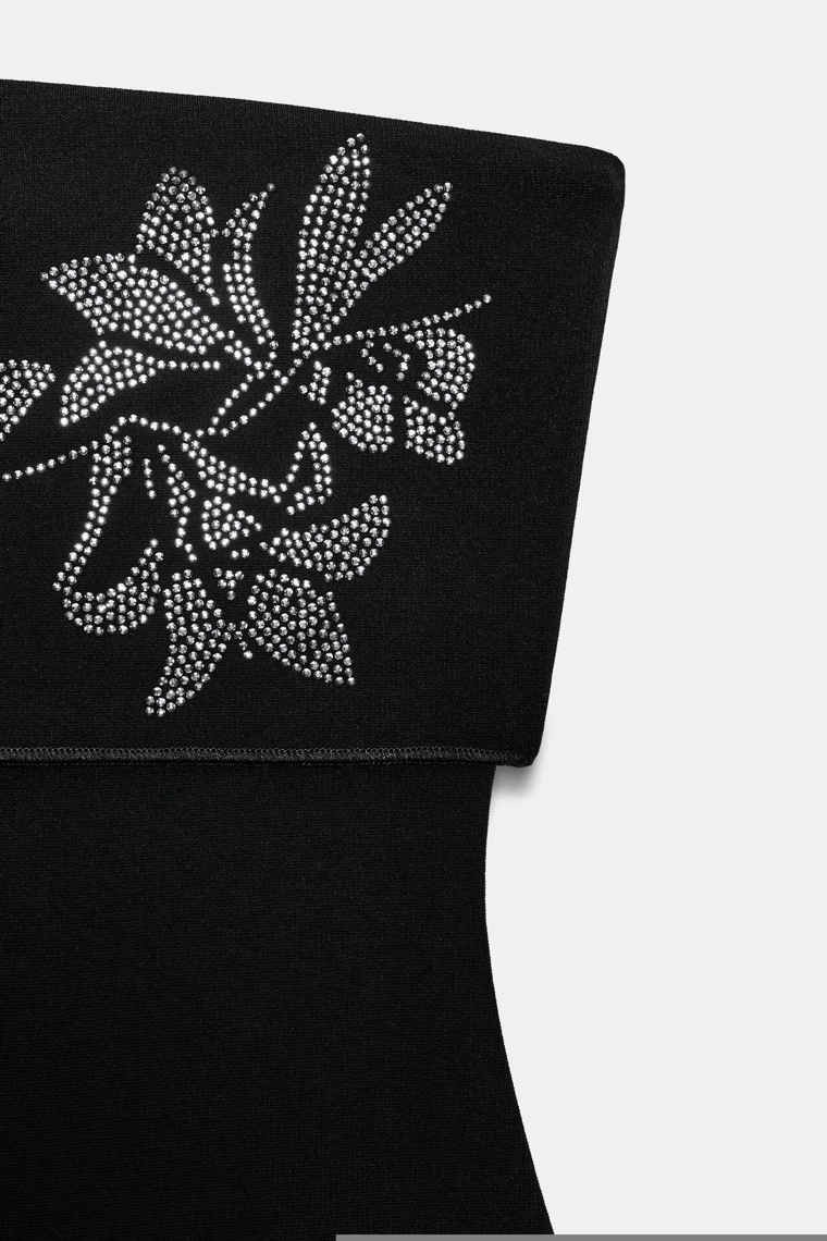 Блестящий бандажный боди на резинке