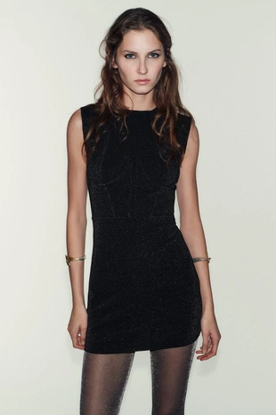 Короткое эластичное платье с блёстками- Заказать в России