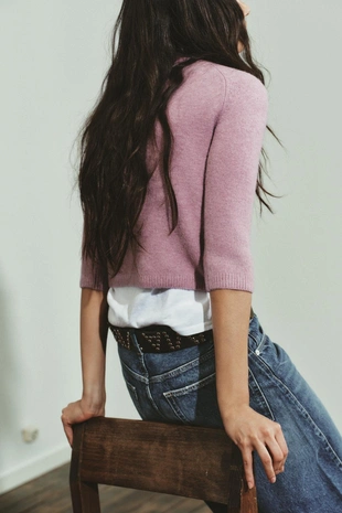 Джемпер из мягкого трикотажа с рукавами три четверти- Заказать в России