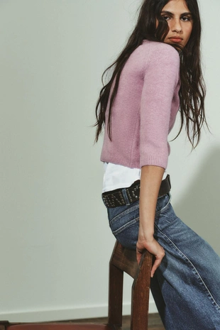 Джемпер из мягкого трикотажа с рукавами три четверти- Заказать в России