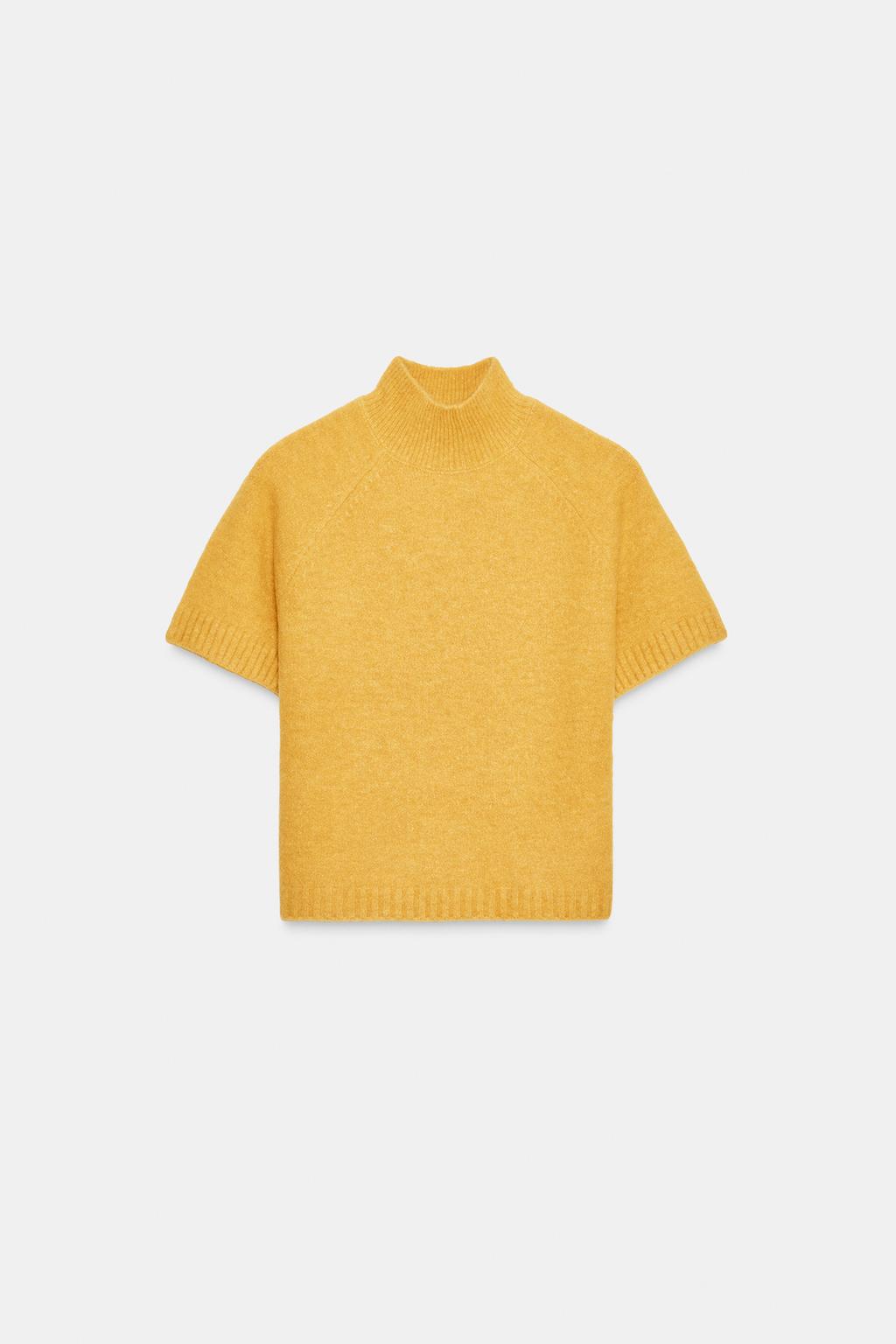 СВИТЕР ИЗ МЯГКОГО ТРИКОТАЖА С КОРОТКИМИ РУКАВАМИ