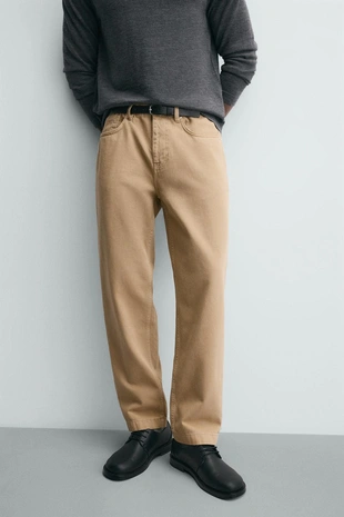 Джинсы классического кроя с эффектом потертости- Заказать в России