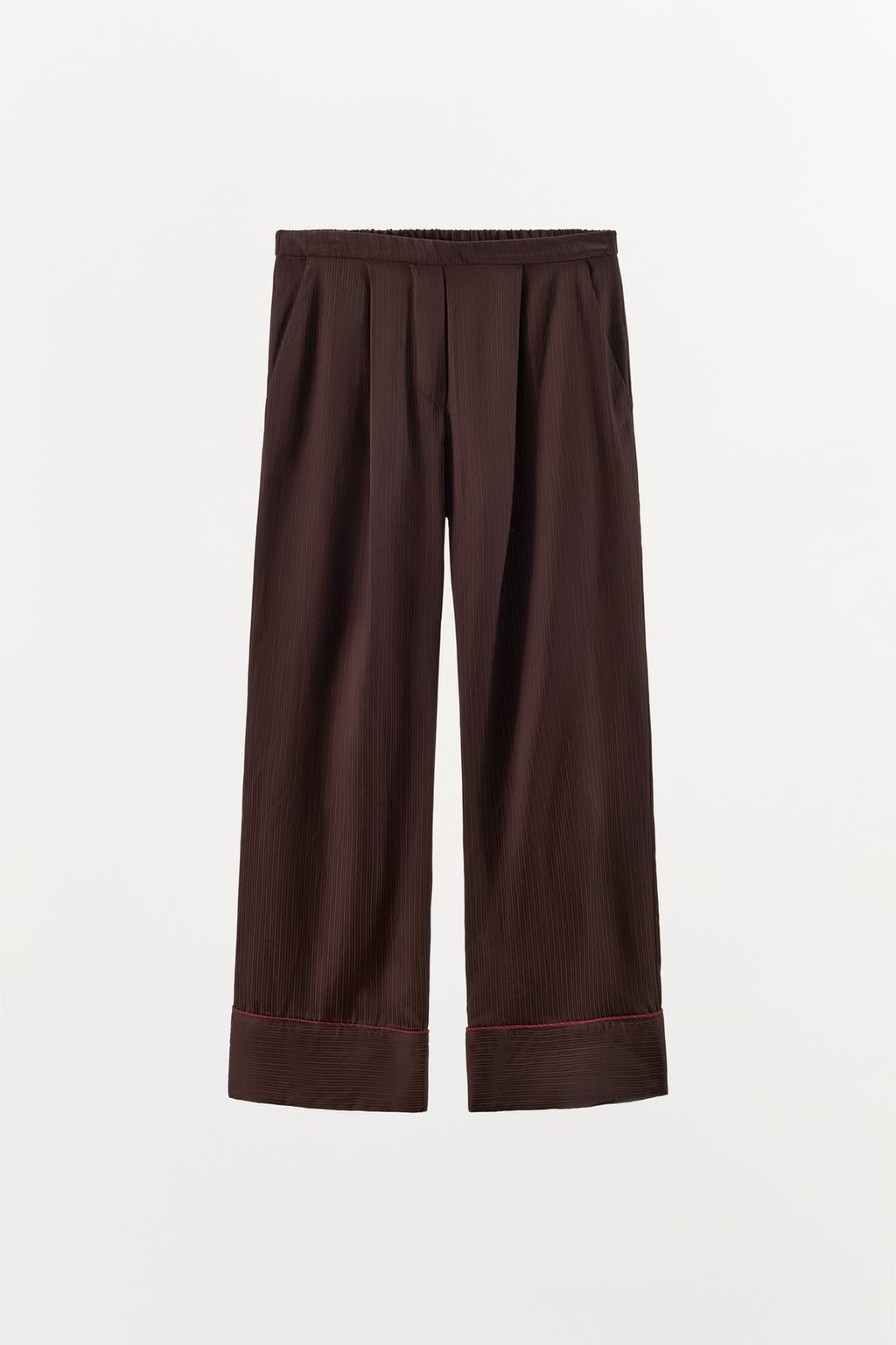 БРЮКИ В ПИЖАМНОМ СТИЛЕ В КОНТРАСТНУЮ ПОЛОСКУ