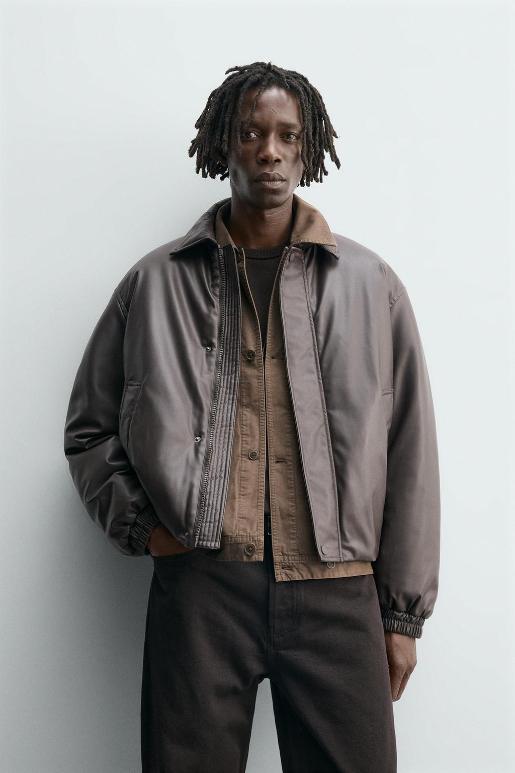 КУРТКА СВОБОДНОГО КРОЯ ИЗ ИСКУССТВЕННОЙ КОЖИ