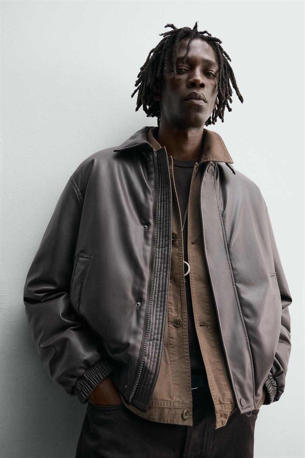 КУРТКА СВОБОДНОГО КРОЯ ИЗ ИСКУССТВЕННОЙ КОЖИ