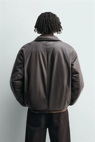 Куртка свободного кроя из искусственной кожи- Заказать в России