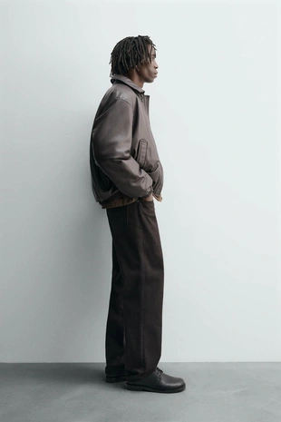 Куртка свободного кроя из искусственной кожи- Заказать в России