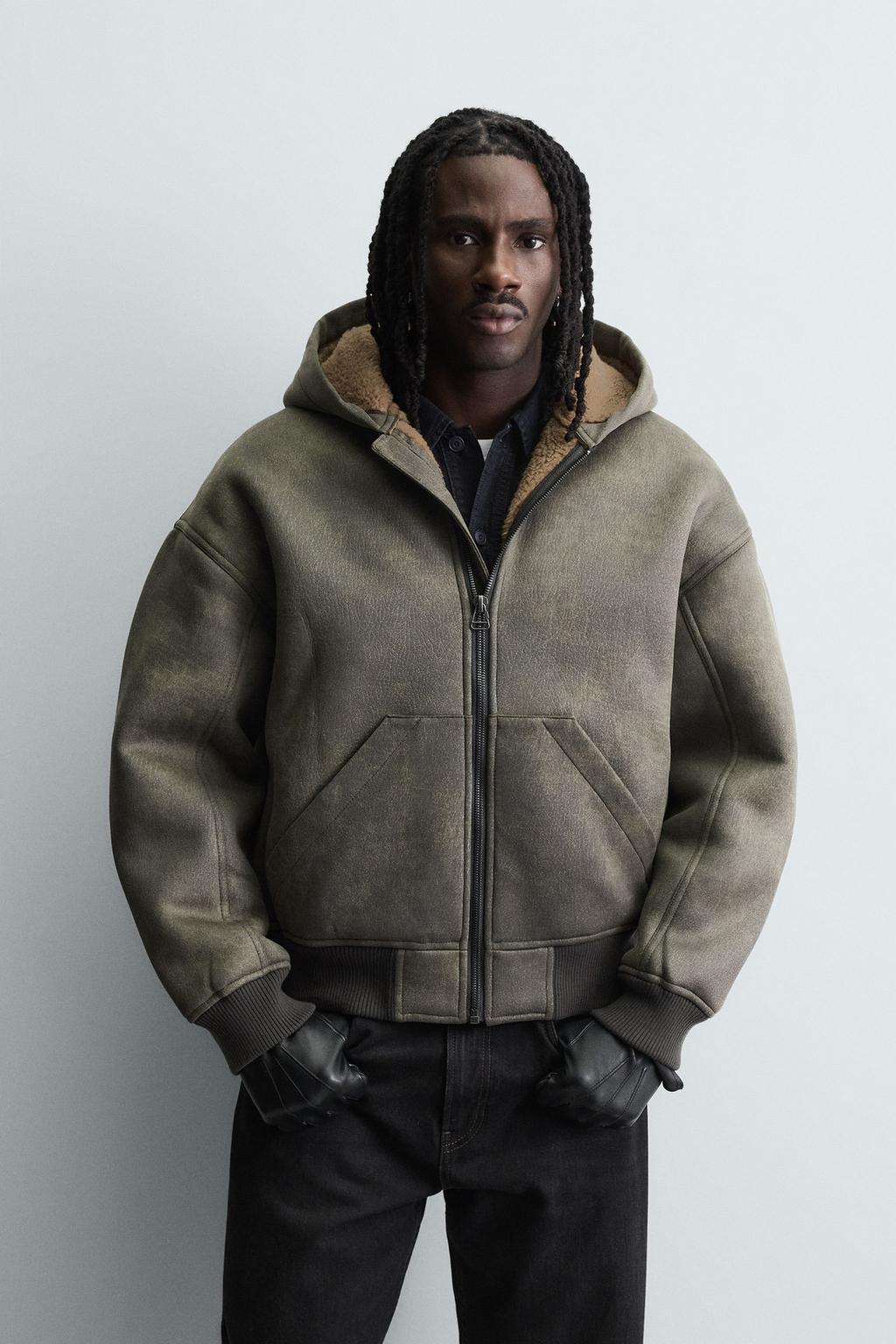 ДУБЛЕНКА ИЗ ИСКУССТВЕННОЙ КОЖИ С ЭФФЕКТОМ ПОТЕРТОСТИ