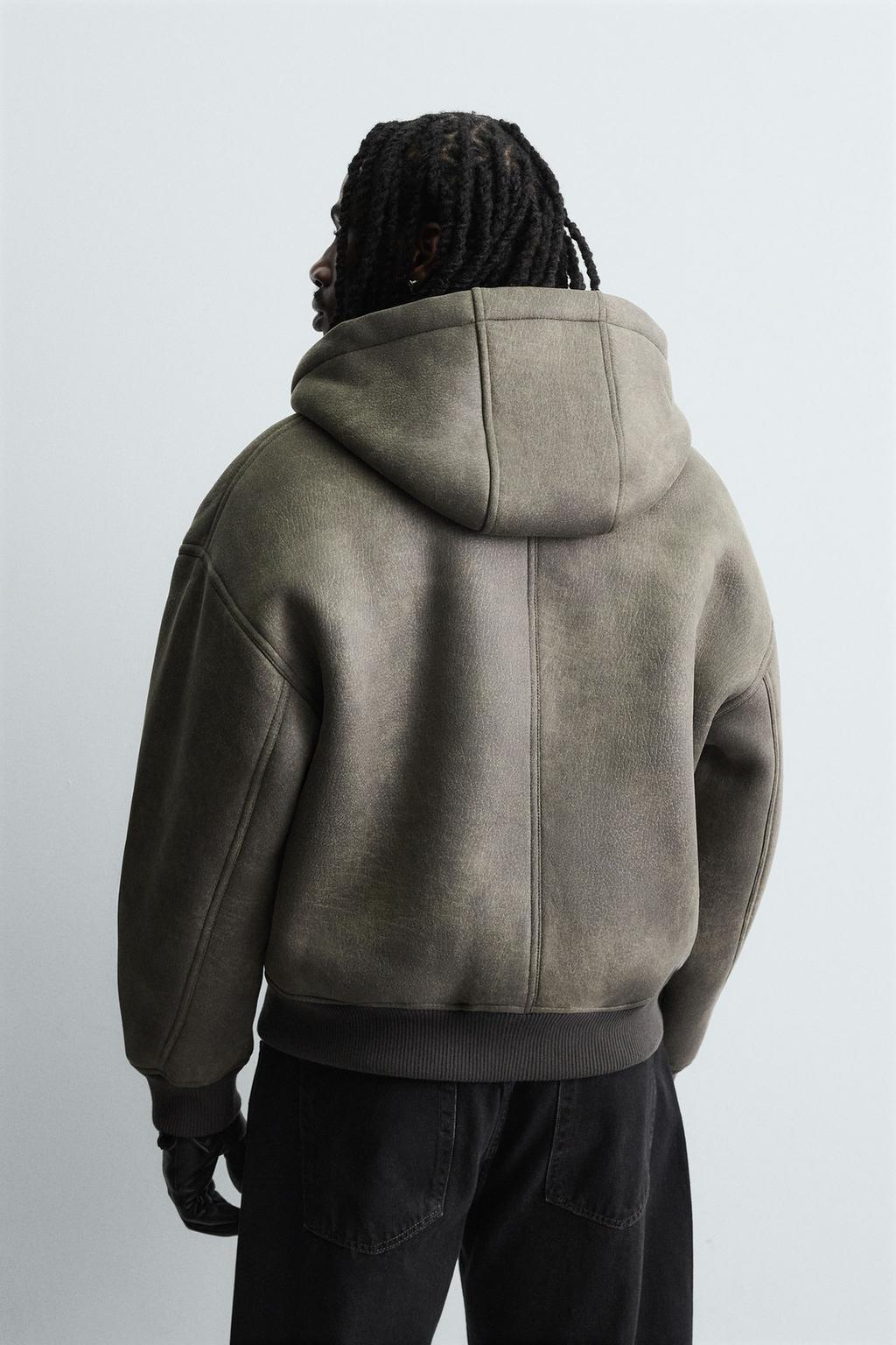 ДУБЛЕНКА ИЗ ИСКУССТВЕННОЙ КОЖИ С ЭФФЕКТОМ ПОТЕРТОСТИ