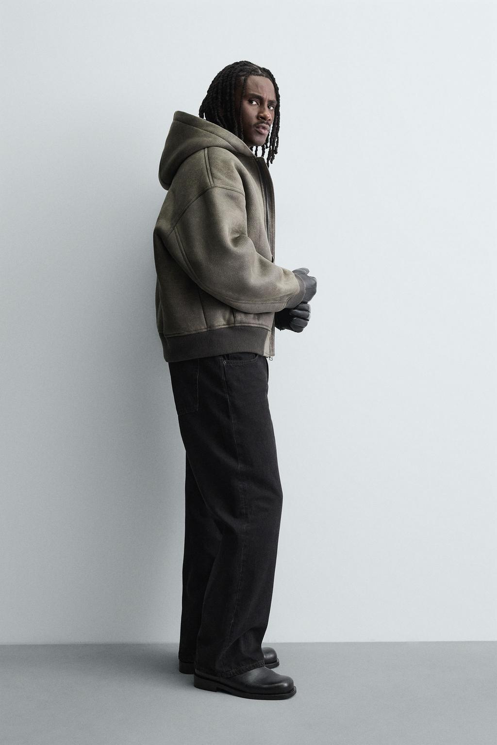 ДУБЛЕНКА ИЗ ИСКУССТВЕННОЙ КОЖИ С ЭФФЕКТОМ ПОТЕРТОСТИ