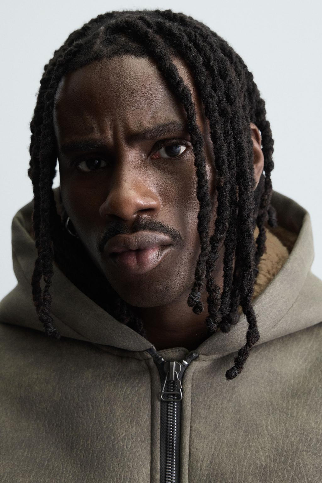 ДУБЛЕНКА ИЗ ИСКУССТВЕННОЙ КОЖИ С ЭФФЕКТОМ ПОТЕРТОСТИ