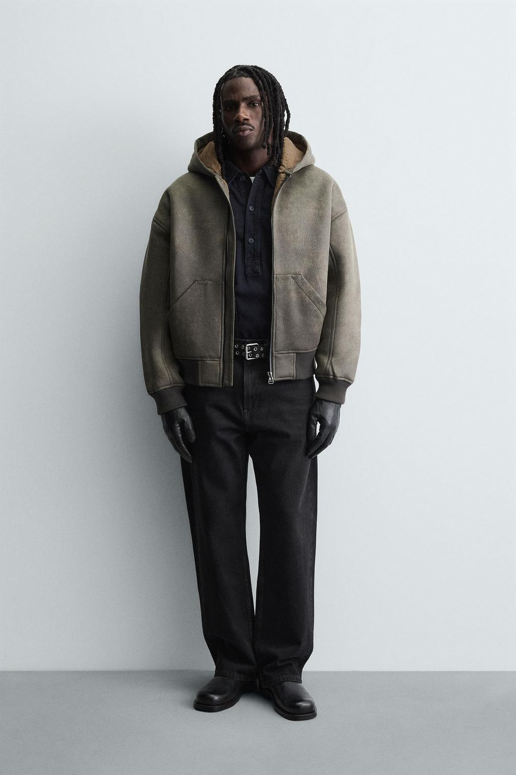 ДУБЛЕНКА ИЗ ИСКУССТВЕННОЙ КОЖИ С ЭФФЕКТОМ ПОТЕРТОСТИ