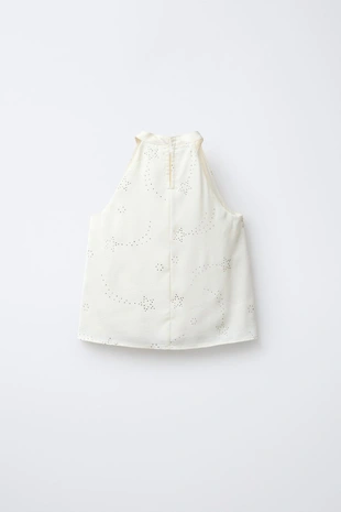 Топ с горловиной халтер и стразами- Заказать в России