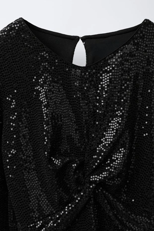 Платье с узлом и блеском- Заказать в России