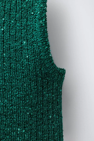 Трикотажный топ с пайетками- Заказать в России