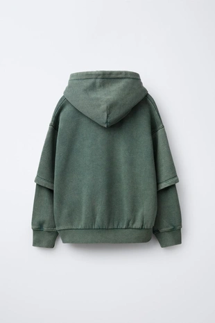 Толстовка с эффектом потертости и двойными рукавами- Заказать в России