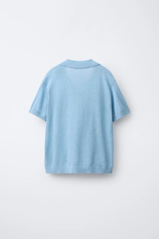 Однотонное поло из льна и хлопка- Заказать в России