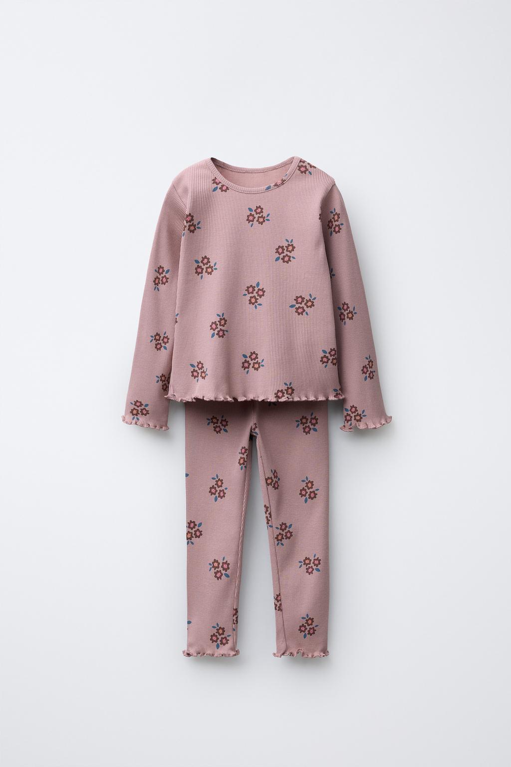 КОМПЛЕКТ ИЗ ФУТБОЛКИ В РУБЧИК И ЛЕГИНСОВ С ЦВЕТОЧНЫМ ПРИНТОМ