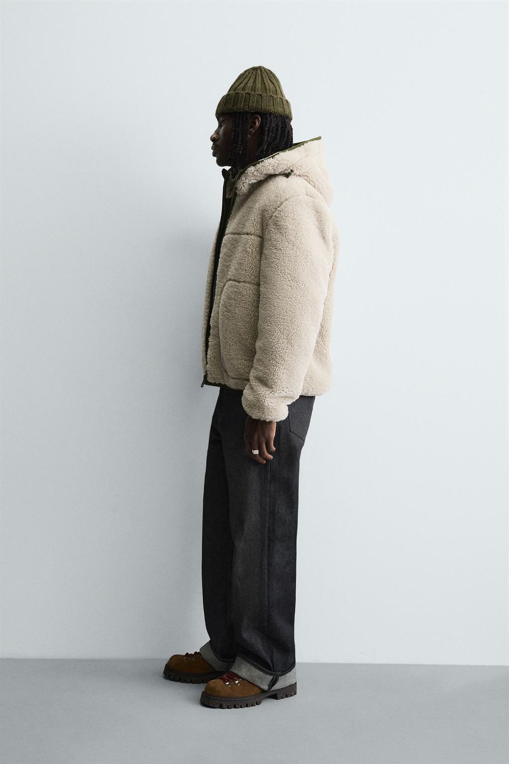 КОМБИНИРОВАННАЯ КУРТКА С ЭФФЕКТОМ ИСКУССТВЕННОЙ ОВЧИНЫ