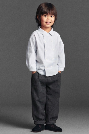 Рубашка в полоску на двойных пуговицах- Заказать в России